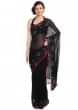 Black Saree With Kundan Border In Floral Motif Online - Kalki Fashion