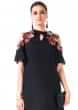 Black Asymmetrical Dress With Hand Embroidered Cold Shoulder Online - Kalki Fashion