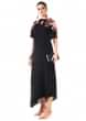 Black Asymmetrical Dress With Hand Embroidered Cold Shoulder Online - Kalki Fashion