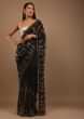 Black Georgette Saree With Dual-Tone Stone Work On The Borders