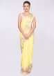 Blonde yellow georgette saree with net embroidered border