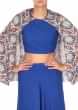 Blue crop top with attach printed cape only on Kalki
