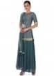 Grey raw silk top with georgette palazzos in zari  only on Kalki