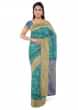 Blue Banarasi Saree In Two Toned Silk With Matching Blouse Piece Online - Kalki Fashion