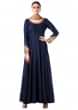 Blue Bem-silk Kali Dress With a Black Velvet Dupatta