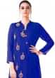 Blue Hand Embroidered Cowl Tunic Dress