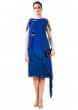 Blue Hand Embroidered Layered Knee Length Dress