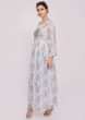 Bluish white geogette printed tunic dress