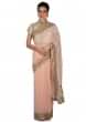 Blush peach saree in applique embroidery only on Kalki