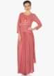 Blush pink cotton dress embellished in resham and zari  work only on kalki