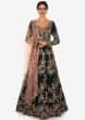 Bottle Green Anarkali Gown Beautified With Resham And Zari Embroidery Work Online - Kalki Fashion