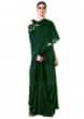 Bottle Green Draped Gown With A Hand Embroidered Cape Dupatta Online - Kalki Fashion
