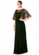 Bottle Green Gown With Hand Embroidered Cape Style Online - Kalki Fashion