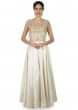 Brich cream gown in raw silk with embroidered bodice only on Kalki