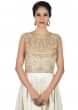 Brich cream gown in raw silk with embroidered bodice only on Kalki