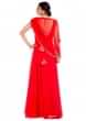 Bright Red Gown With Attached Draped Net Jacket