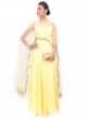 Bright Yellow Gown With Embroidered Long Cape Online - Kalki Fashion