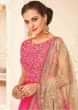 Bright pink anarkali suit in raw silk with sequin and resham bodice 