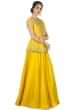 Bright Yellow Dress With Peplum Top In Floral Motif Embroidery Online - Kalki Fashion