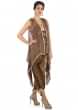 Brown bandhani jumpsuit with shaded jacket only on Kalki
