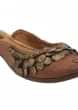 Brown Pure Leather Juttis Handcrafted With Coin Embellishments