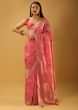 Bubblegum Pink Saree In Organza With Multi Colored Woven Floral Jaal And Moroccan Motifs On The Pallu  