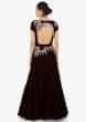 Burgundy Gown In Velvet Showcasing The Resham Zari Embroidery Work Online - Kalki Fashion