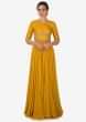 Butterscotch Yellow Gown In Raw Silk And Georgette Crafted With Handwork Online - Kalki Fashion