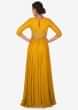 Butterscotch Yellow Gown In Raw Silk And Georgette Crafted With Handwork Online - Kalki Fashion