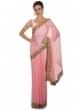 Candy pink chiffon saree with embroidered borderonly on Kalki