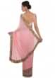 Candy pink chiffon saree with embroidered borderonly on Kalki