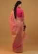 Carmine Rose Pink Saree In Pure Handloom Cotton With Banarasi Chanderi Weave
