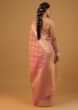 Carnation Pink Saree In Banarasi Chanderi And Pure Handloom Cotton With Brocade Embroidery