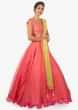 Pink Lehenga And Blouse In Chanderi Silk Matched With Green Net Dupatta Online - Kalki Fashion