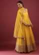 Chrome Yellow Anarkali Suit In Georgette With Multicolored Resham And Zari Embroidered Mughal Design