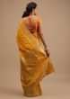 Chrome Yellow Saree In Dola Silk With Woven Buttis And Floral Pallu Weave