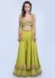 Asha Negi in Kalki Citrus Green Layered Palazzo With Matching Embroidered Crop Top And Net Jacket