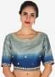 Cobalt blue dhoti suit enhanced in zardosi embroidered work only on Kalki