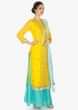 Yellow And Blue Palazzo Suit In Georgette With Heavy Thread And Gotapatti Work Online - Kalki Fashion