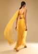 Corn Yellow Dhoti And Crop Top Suit With Hand Embroidered Leaf Motifs And A Matching Dupatta  