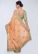 Cream beige cotton silk saree in with embroidered butti and border  in floral and paisley motif 