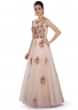 Cream Net Gown with Raw Silk Lining Adorned with Resham and Zardosi Work only on Kalki