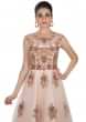 Cream Net Gown with Raw Silk Lining Adorned with Resham and Zardosi Work only on Kalki