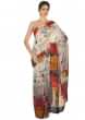 Cream saree in abstract human face print all over only on Kalki