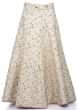 Cream Taffeta Silk Top and Skirt Adorned with Floral Motifs and Net Dupatta only on Kalki
