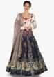 Cream and Navy Blue anarkali gown embellished in resham and  sequin embroidery only Kalki