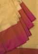 Cream And Pink Saree In Silk With Weaved Pattern Online - Kalki Fashion