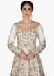 Cream Silk Gown with Net Dupatta Featuring Resham and Zardosi Work only on Kalki
