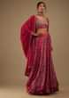 Crimson Red Lehenga And Choli Set In Digital Bandhani Print, Choli Comes In Moti And Sequins Embroidery Buttis