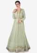 Pista Green Anarkali Suit In Georgette With Lucknowi Thread Work And Sequin Work Online - Kalki Fashion